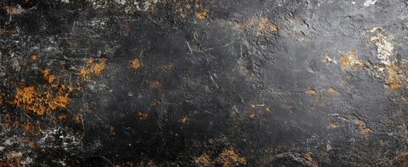 Fototapete - Dark, textured surface with gold accents: a detailed image of a rough, black stone or metal background with flecks of gold, ideal for design projects needing a rugged, industrial aesth : Generative AI