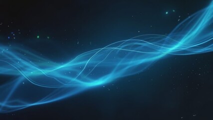 Wall Mural - Abstract blue light wave on a dark background, creating a sense of depth and movement