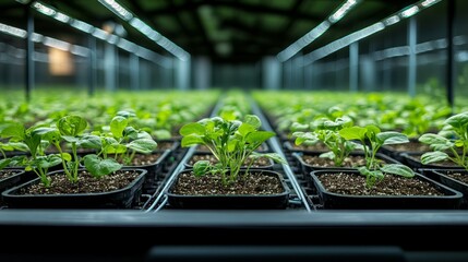 Poster - Automated greenhouse with robotic systems controlling climate, lighting, and irrigation to optimize plant growth