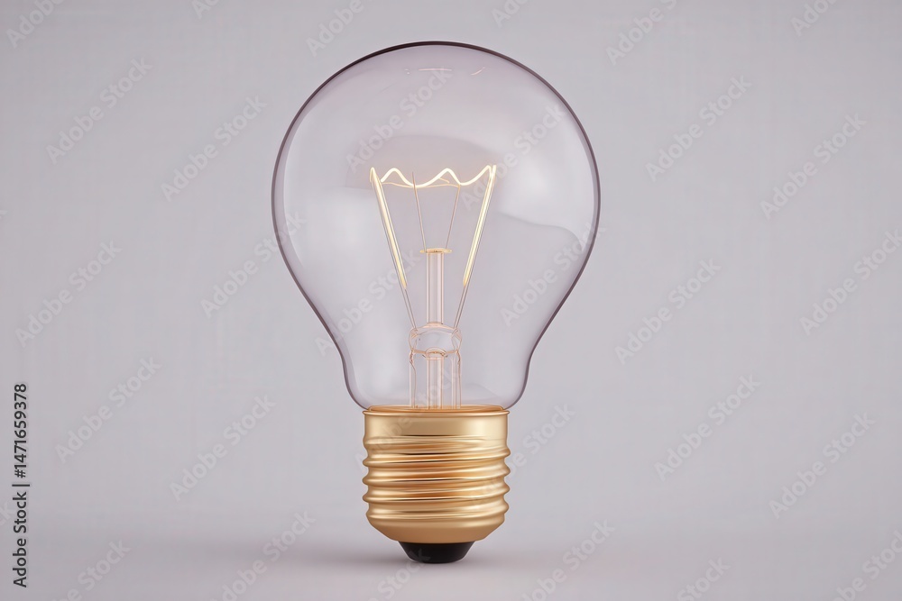 A vintage light bulb sits on a smooth surface, its warm glow casting soft light. The design features a clear glass exterior and a brass base, creating a classic yet modern aesthetic.
