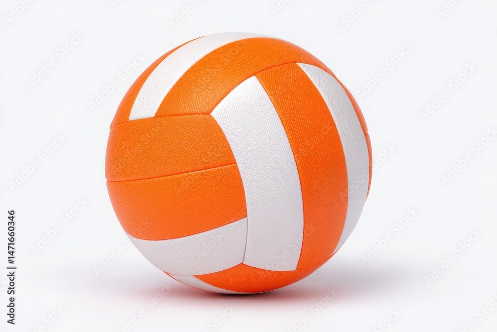 A bright orange volleyball features white accents and a textured surface, perfect for sports enthusiasts. It stands out with its bold colors and is ready for play or display.