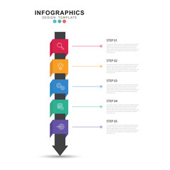 Fototapete - Modern template infographic with 3 step process and icons can be used for workflow, business information, presentation and data visualization