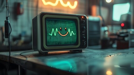 Aufkleber - Flat screen showing pulse sync complete with animated green wave overlay and smiley icon