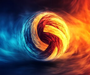 Poster - A fiery and icy volleyball design. A vibrant graphic showcases the sport's dynamism and energy.