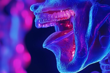 Poster - 3D illustration of the human tonsils, focusing on their role in immune defense against pathogens entering the throat 