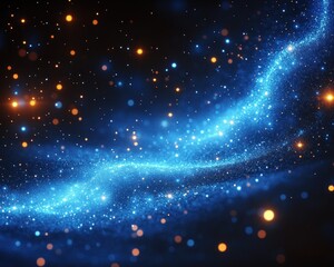 Poster - Abstract cosmic energy flow.  Particles swirl in a dynamic display of  light and color
