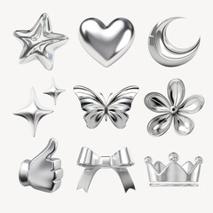 Canvas Print - 3d chrome icon element set