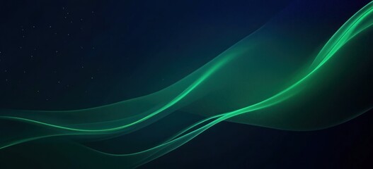Poster - Wavy green bands cross a dark gradient background with tiny stars in the corner