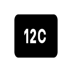 Poster - Illustration of a black rounded rectangle with the number one hundred and twenty c in white font