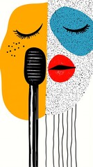 Poster - Abstract Colorful Face Singing into Microphone