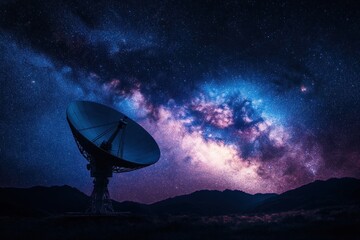 Wall Mural - Radio telescope under milky way