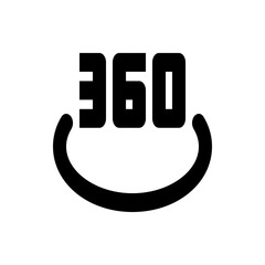 Poster - Three sixty degree symbol with a smiley face underneath in black and white simple design illustration