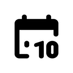 Poster - Black calendar icon with rounded edges displaying the tenth day isolated on a white background design element