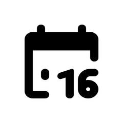 Poster - A stylized calendar icon showing the date sixteenth with a bold black design on a white background view