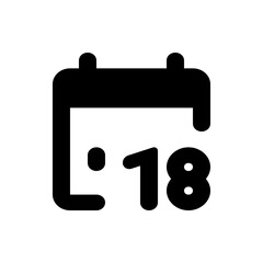Poster - Illustration of a calendar icon with the number eighteen displayed in bold black on a white background