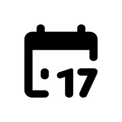 Poster - Illustration of a calendar icon displaying the seventeenth day in solid black color on a white background