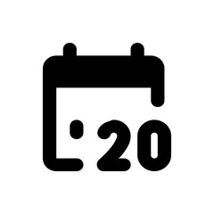 Poster - Black and white calendar icon showing the date as the twentieth day of the month in simple design style