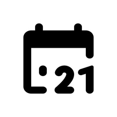 Poster - Calendar icon displaying the date twenty one in black on a white background in a simple vector format