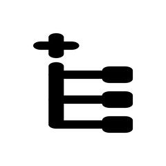Poster - Black plus sign above a vertical line connected to three horizontal lines ending in rounded squares