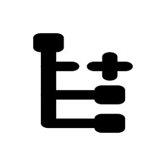 Poster - Black tree diagram with rounded rectangles and a plus sign on a white background in a minimalist style