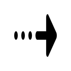 Poster - Black arrow pointing right with three dots indicating progress or sequence on a white background view