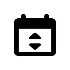 Aufkleber - Black calendar icon with up and down arrows indicating date adjustment and scheduling options available here