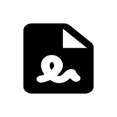 Poster - Illustration of a black document with a white signature and a folded corner on a white background