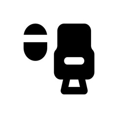 Poster - Illustration of a black humidifier with a circular mist cloud on the left side of the humidifier unit