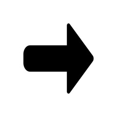 Poster - A simple black arrow pointing to the right with a rounded end on a white background design image