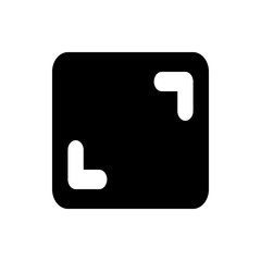 Poster - Black rounded rectangle with two white arrow like shapes pointing inwards from opposite corners of the shape