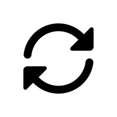 Poster - Black circular arrows rotating in opposite directions forming a loop on a white background icon