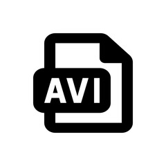 Poster - Illustration of a black avi file format icon with rounded corners on a white background with bold text