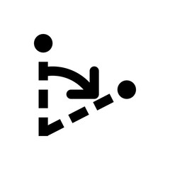 Poster - Illustration of a black curved arrow pointing right with a dotted line and circles on a white background