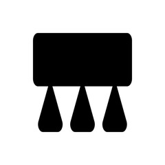 Poster - Black rectangle with rounded corners supported by three black triangles on a white isolated background