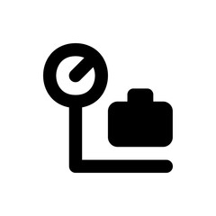 Poster - Illustration of a black scale with a circular gauge and a rectangular weight on a flat surface area