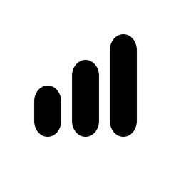 Poster - Three vertical black bars of increasing height with rounded tops on a white background forming a graph