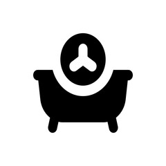 Poster - Illustration of a black bathtub with short legs and a circular fan above it on a white background
