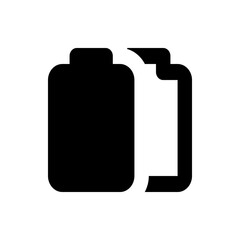 Poster - Illustration of two battery icons one filled in black and one outlined in black on a white background