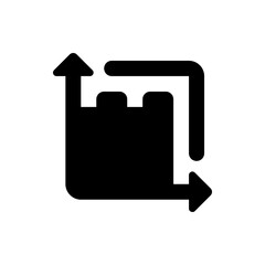 Poster - Black and white graphic featuring a directional arrow splitting into two directions in a simple design