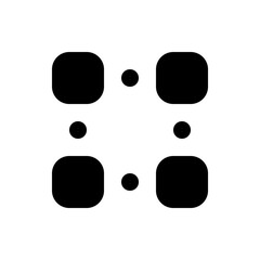 Poster - Black rounded squares and circles arranged in a symmetrical pattern on a white background forming a grid