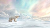 Dreamy Arctic Landscape with Polar Bear and Colorful Aurora Sky arctic landscape sky colorful dreamy
