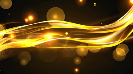 Poster - vibrant abstract background of flowing golden waves and glowing orbs, evoking warmth, energy, and mo