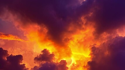 Wall Mural - stunning sunset sky showcases vibrant orange and purple clouds, creating dramatic atmosphere that ev
