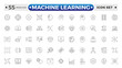 © artshuvo - Machine Learning outline icon. AI technology icons for web and mobile app. Machine learning, digital AI technology, algorithm, smart robotic, cloud computing network. Editable stroke outline icon.