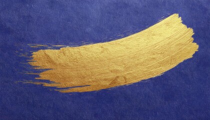 Poster - golden brushstroke on textured deep blue background for modern branding, print, or web design accent

