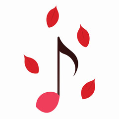Wall Mural - music notes with red leaves