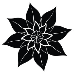 Wall Mural - Black and white vector illustration of a floral blossom design