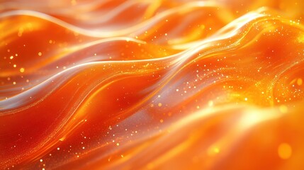 Poster - Dynamic Orange Waves - Fluid digital waves in vibrant orange gradients, blending fiery hues with smooth transitions, glossy surface reflections, high-energy motion effect