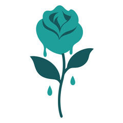 Wall Mural - A pink vector rose flower illustration showcases its floral beauty with green leaves, a lovely design of nature's art
