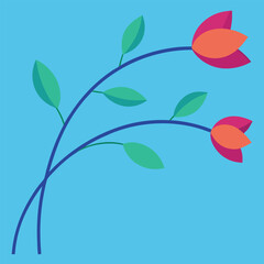 Wall Mural - Abstract floral vector illustration with spring leaves and natural green design